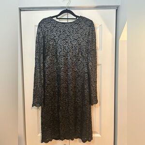 Lauren Ralph Lauren Metallic Lace Dress — NWT—Black Silver Lace Size 14